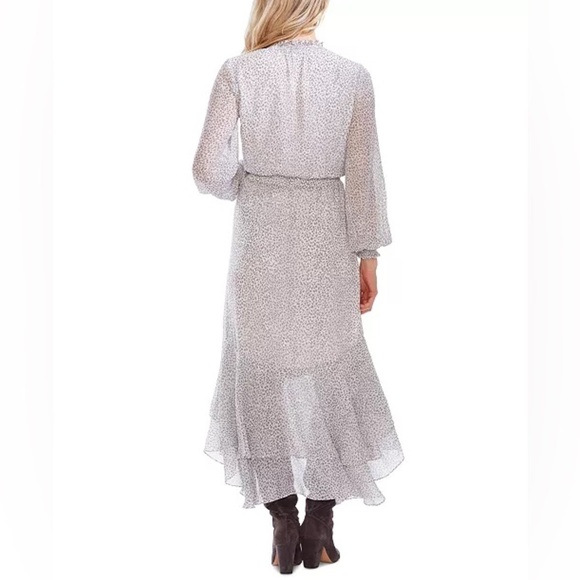 1 State X Jaime Shrayber Printed High-Low Dress XS Snow Leopard Ruffle Spring - Picture 15 of 16